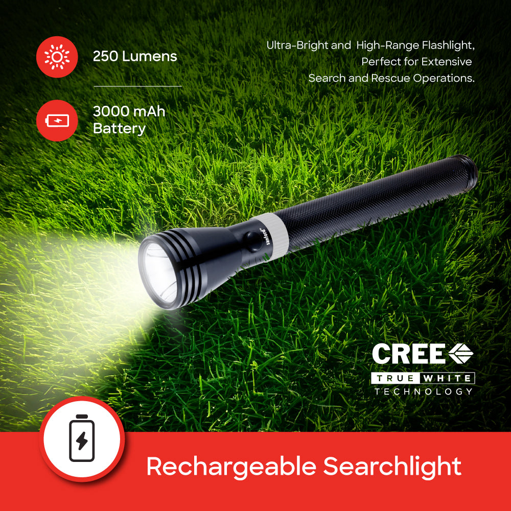 Sanford 5W CREE LED Flashlight with 1800m Beam & 3000mAh Rechargeable Battery - buysanford